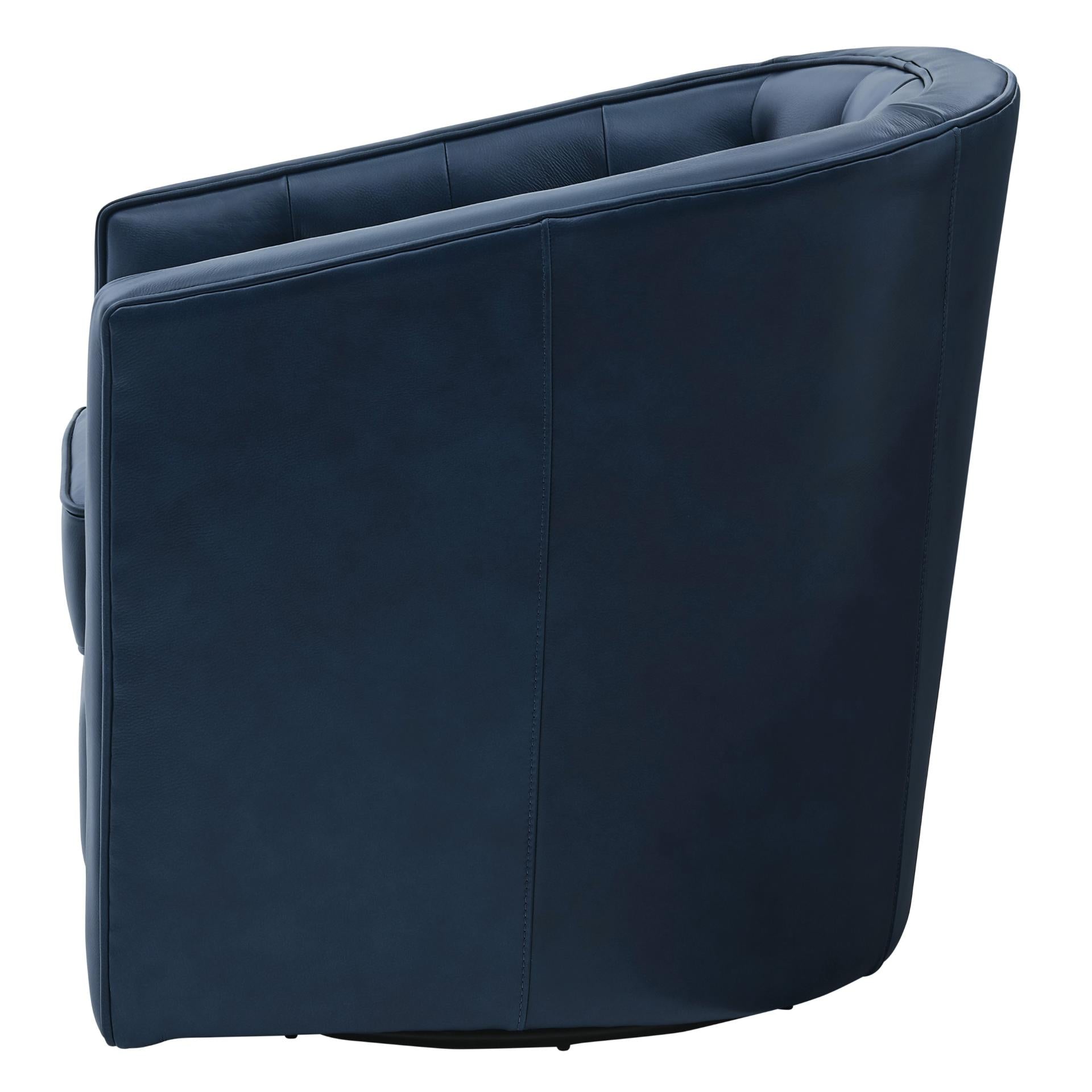 Walsh Top Grain Leather Swivel Accent Arm Chair - What A Room