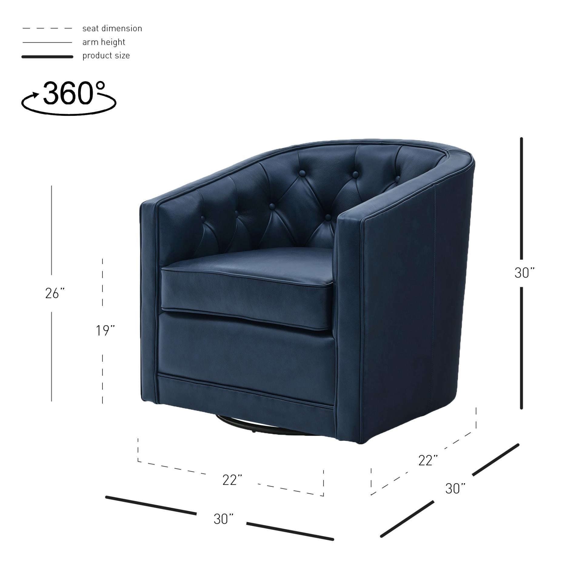 Walsh Top Grain Leather Swivel Accent Arm Chair - What A Room