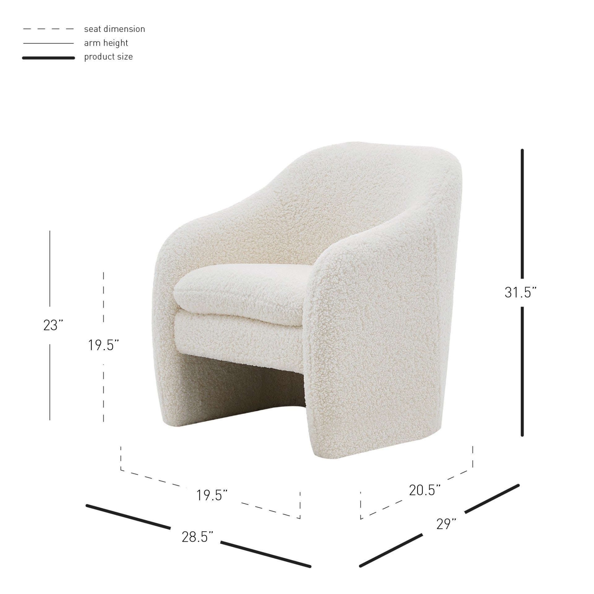 Zella Faux Shearling Fabric Accent Arm Chair - What A Room