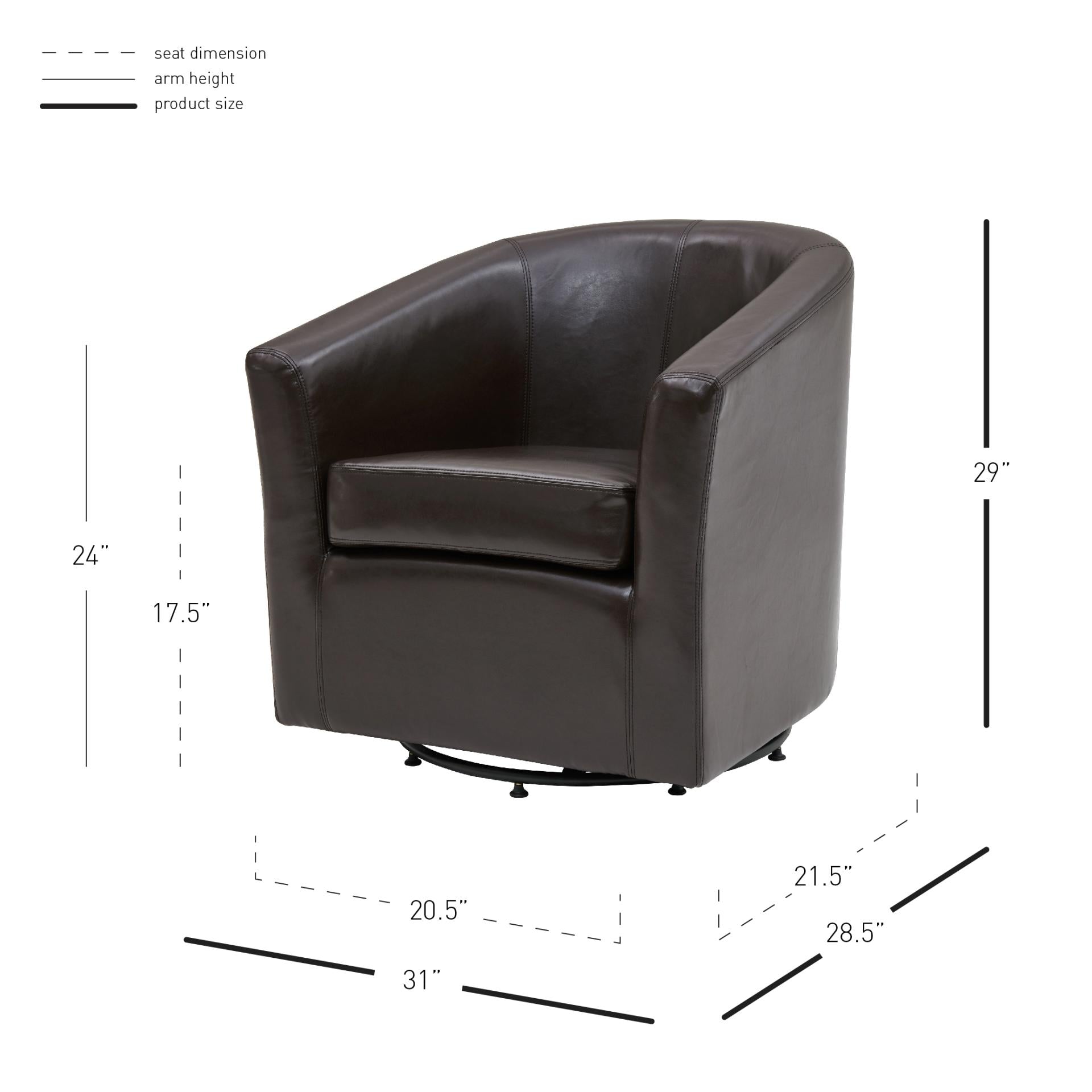 Hayden SWIVEL Bonded Leather Accent Arm Chair - What A Room