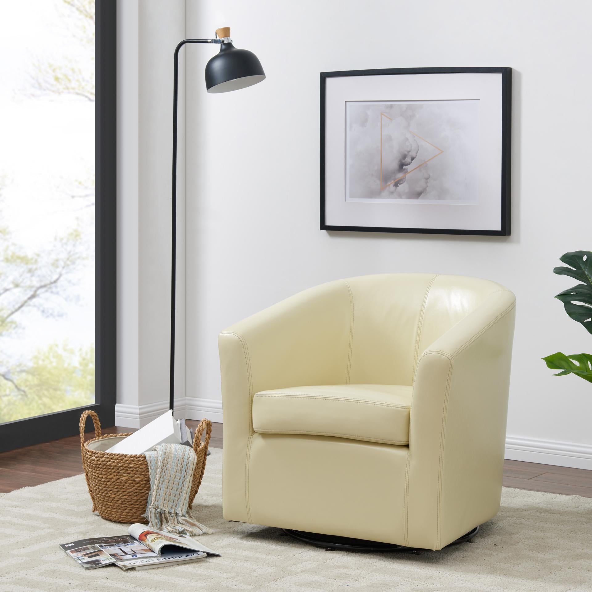Hayden SWIVEL Bonded Leather Accent Arm Chair - What A Room