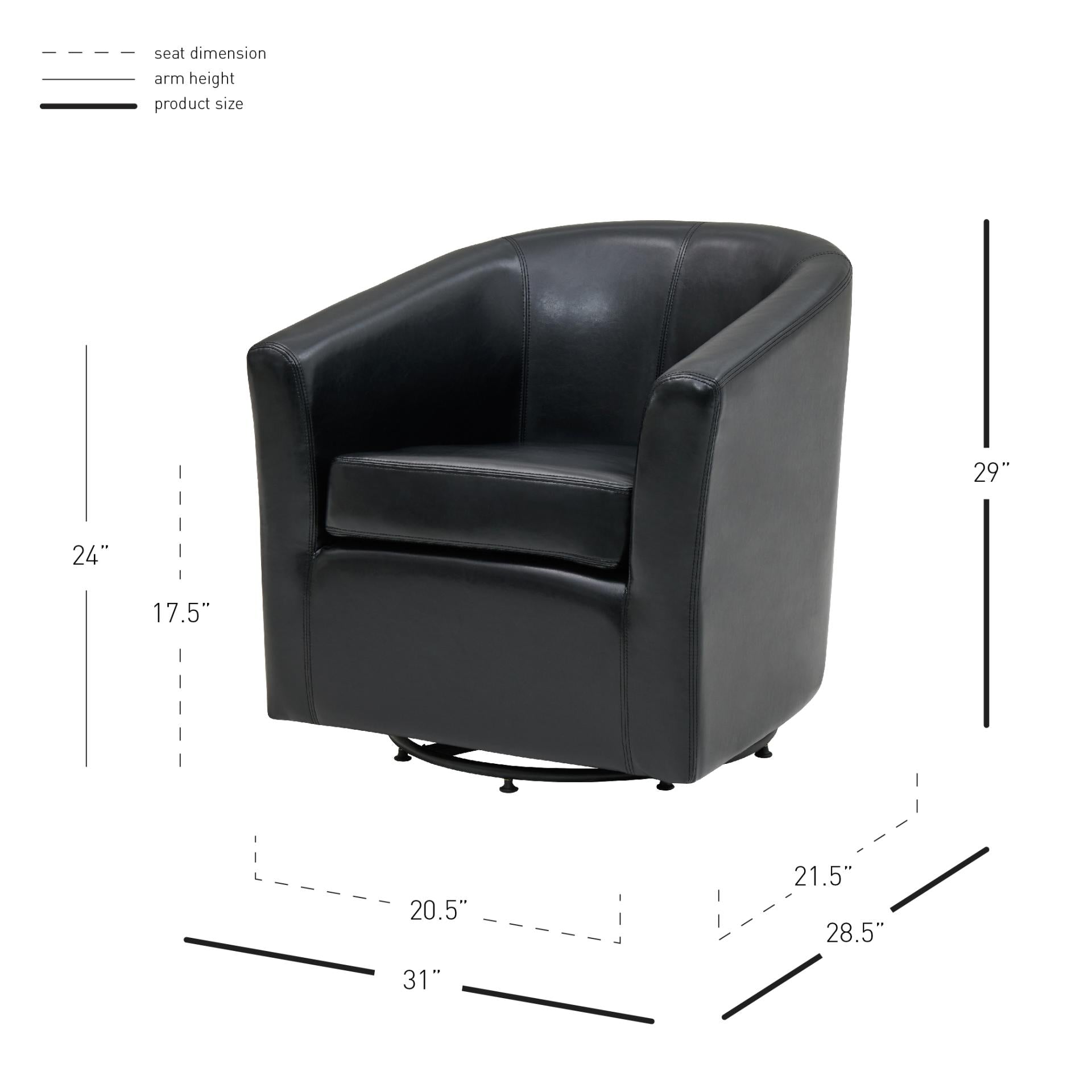 Hayden SWIVEL Bonded Leather Accent Arm Chair - What A Room