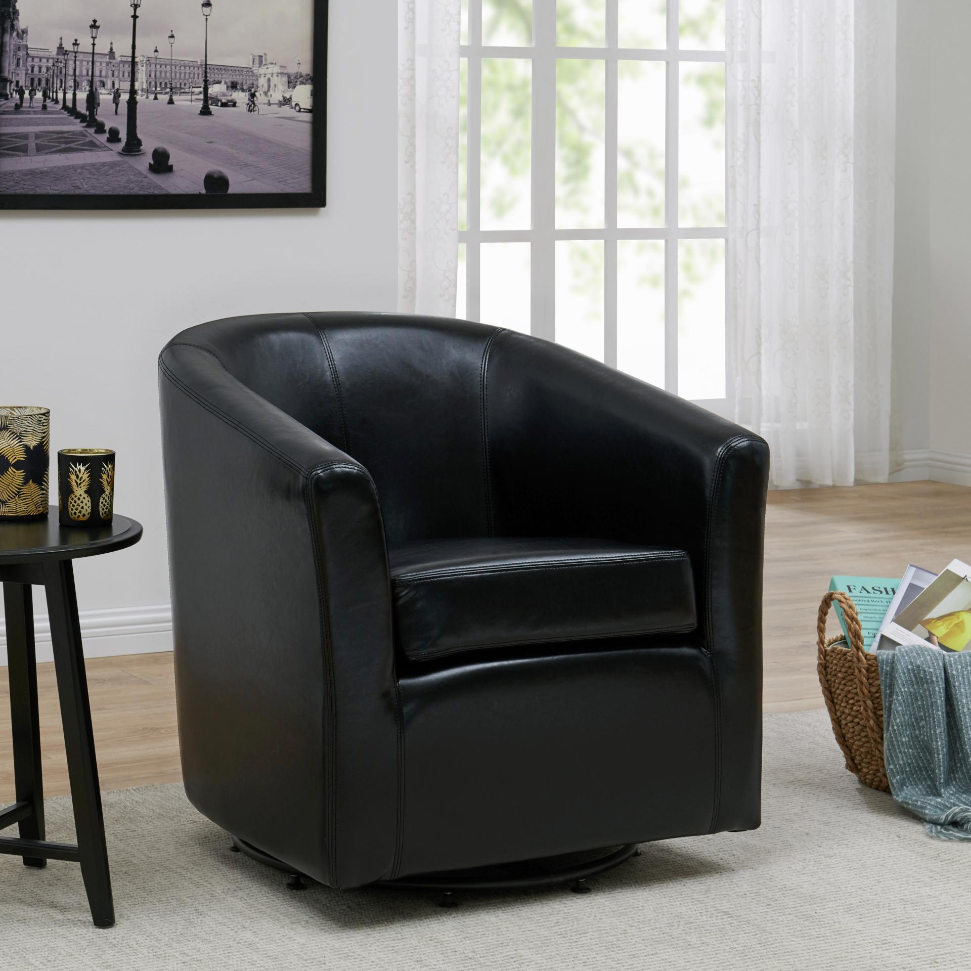 Hayden SWIVEL Bonded Leather Accent Arm Chair - What A Room