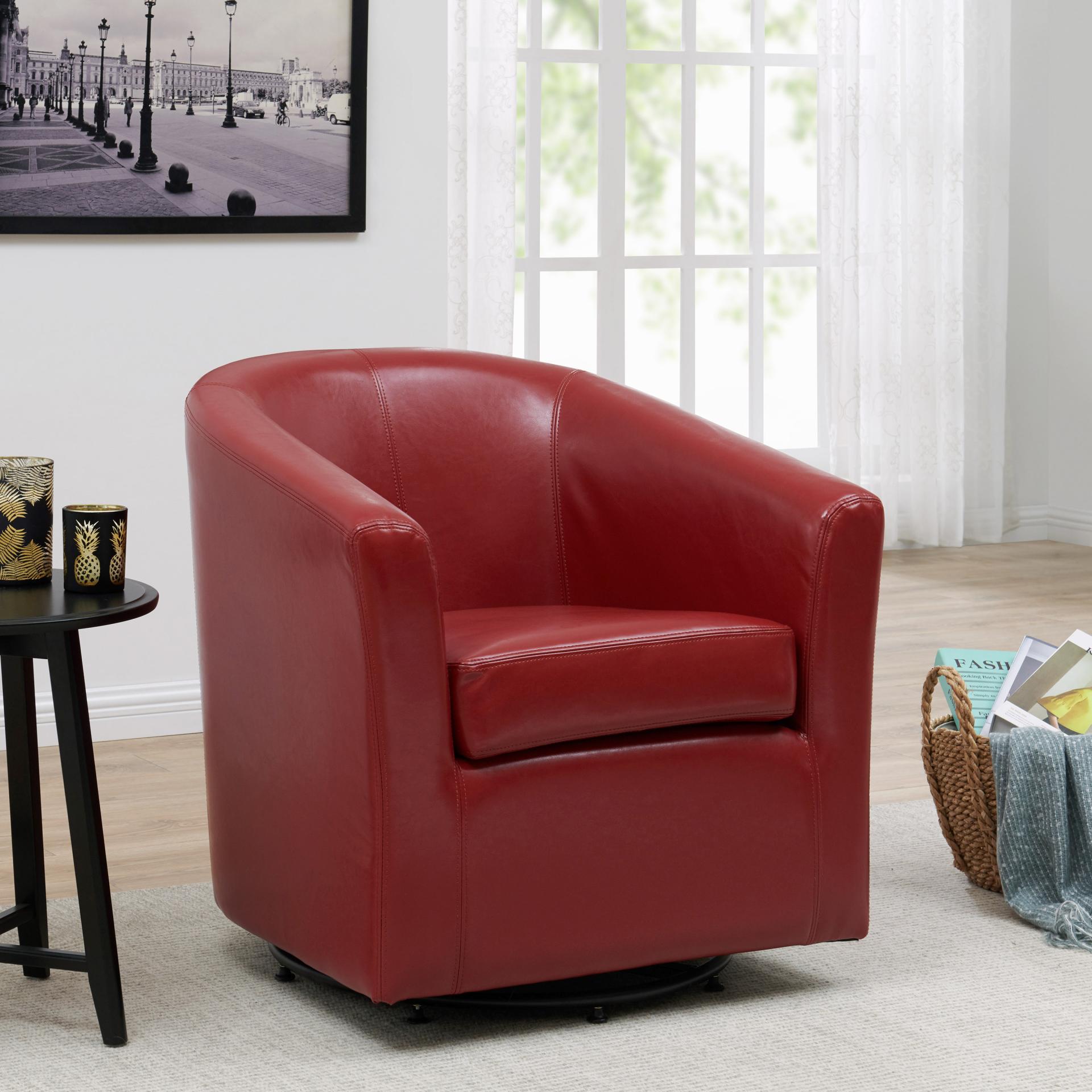 Hayden SWIVEL Bonded Leather Accent Arm Chair - What A Room