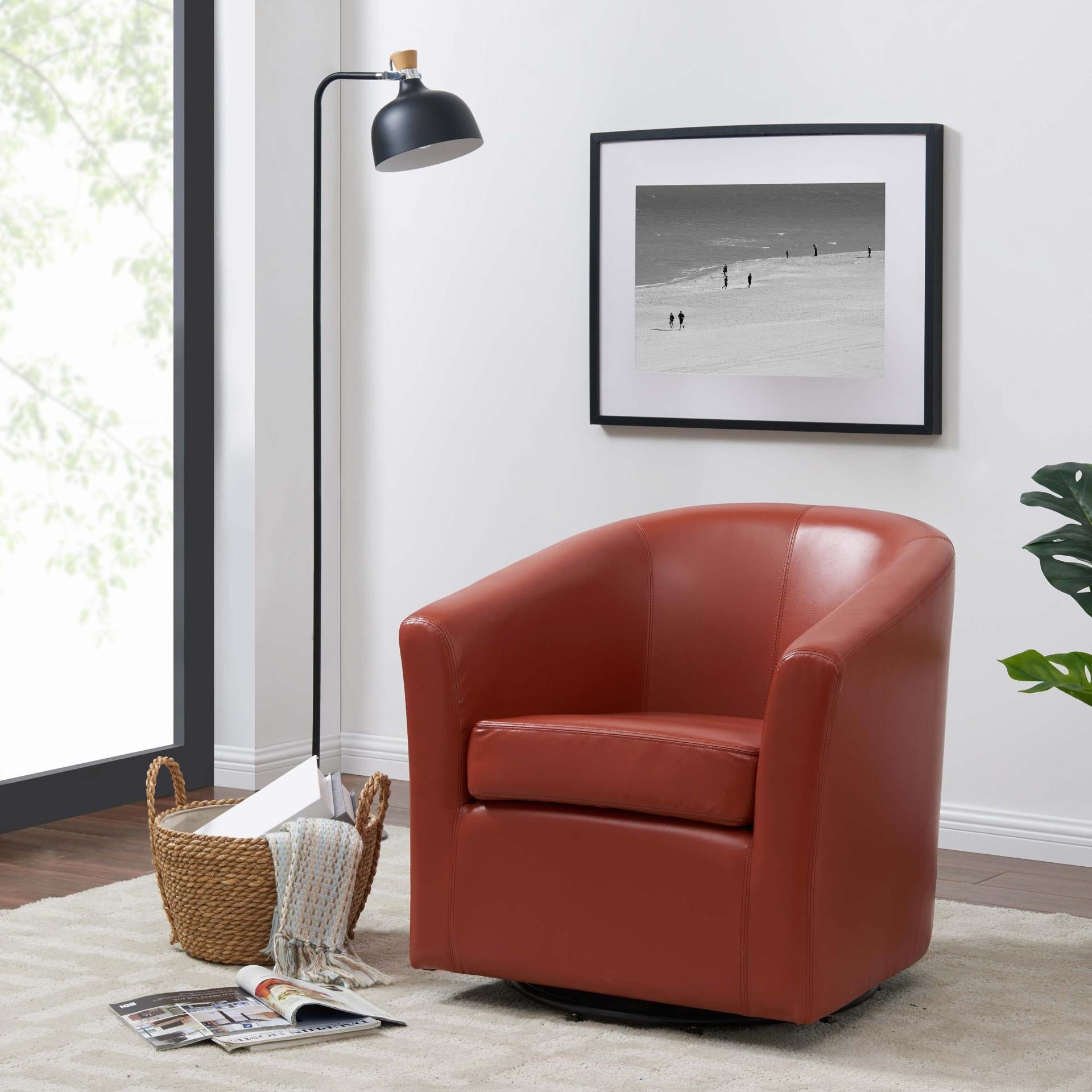 Hayden SWIVEL Bonded Leather Accent Arm Chair - What A Room