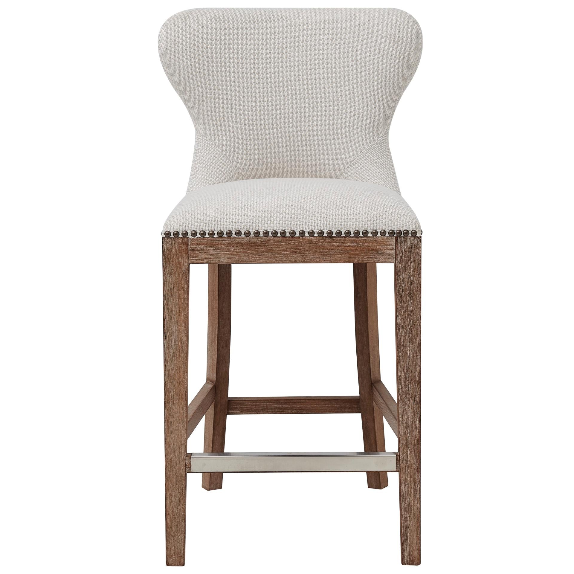 Dorsey Fabric Counter Stool Drift Wood Legs - What A Room
