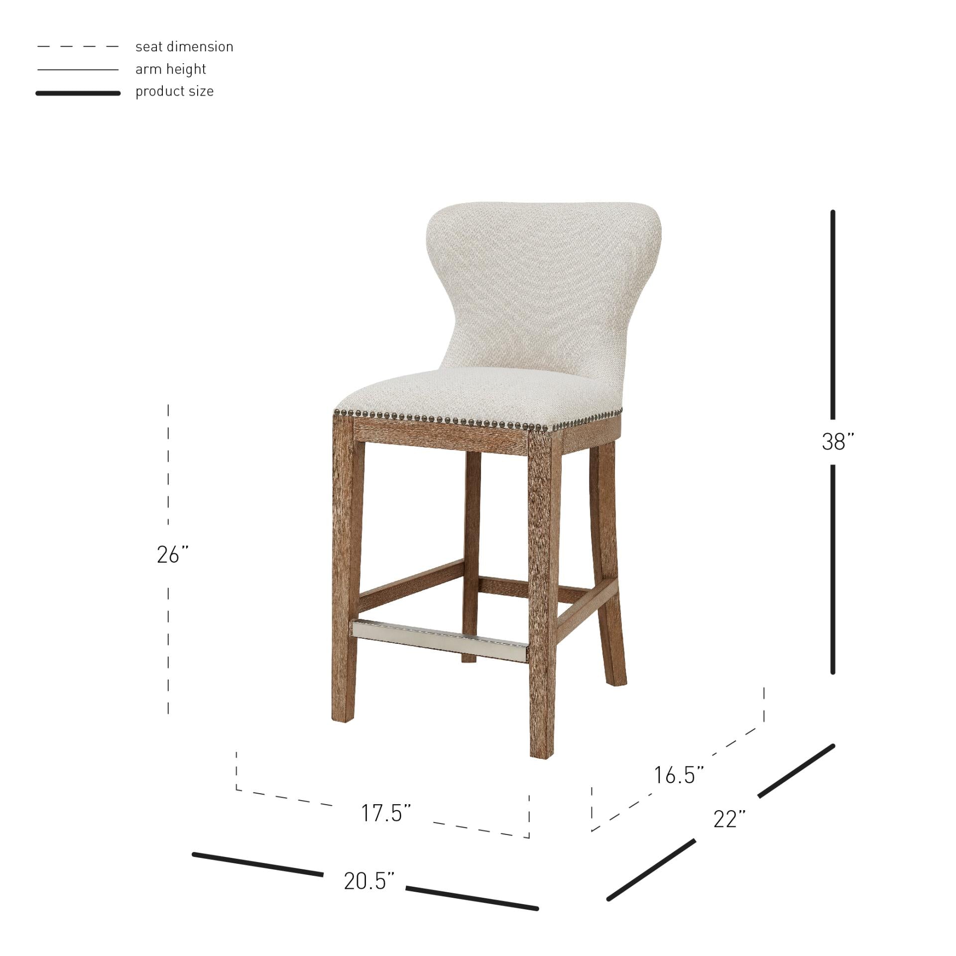 Dorsey Fabric Counter Stool Drift Wood Legs - What A Room