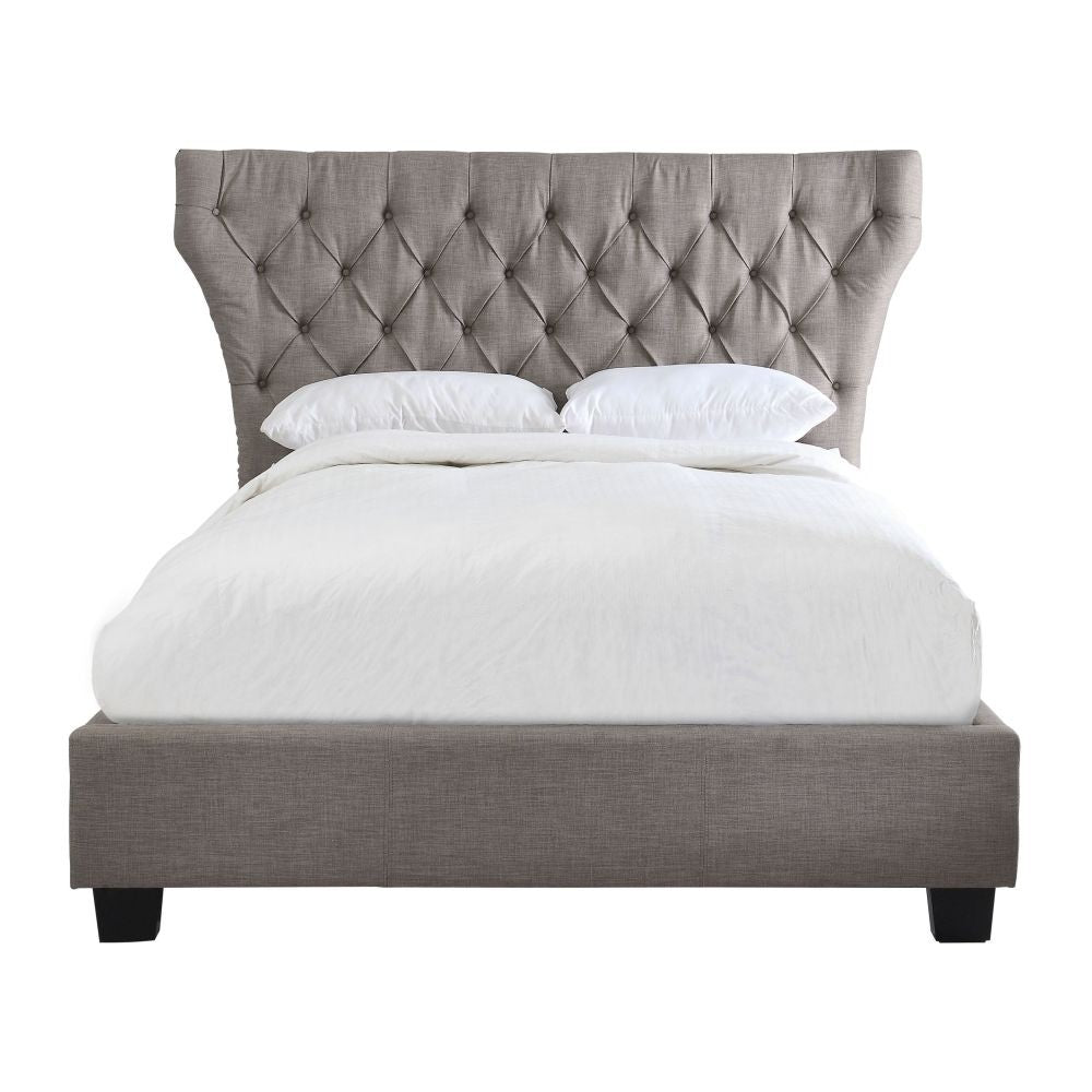 Melina Upholstered Platform Bed in Dolphin Linen - What A Room