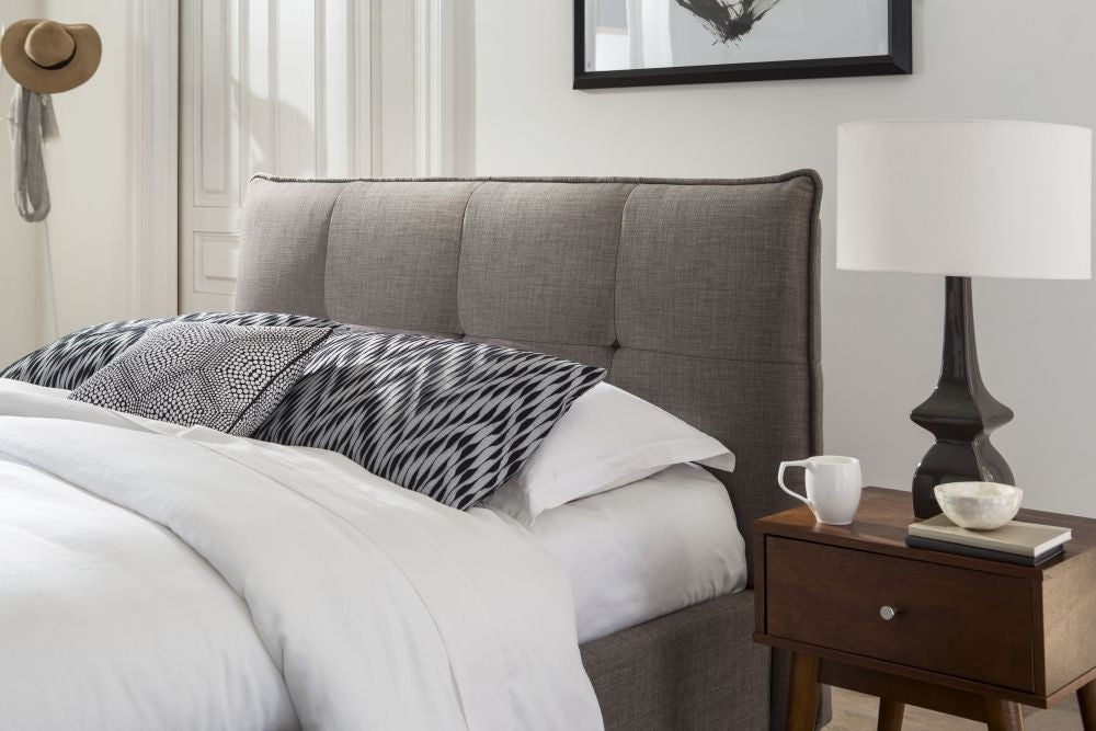Adona Upholstered Headboard in Dolphin Linen - What A Room