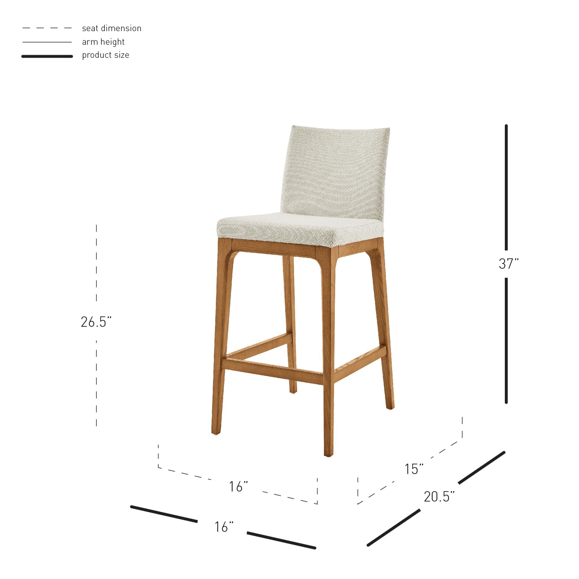 Devon KD Fabric Counter Stool Walnut Legs - What A Room