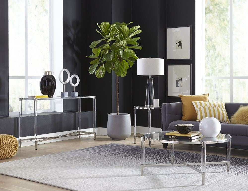Marilyn Glass Top and Steel Base Round End Table - What A Room