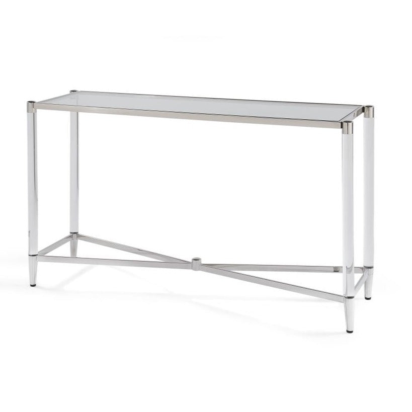 Marilyn Glass Top and Steel Base Rectangular Console Table - What A Room