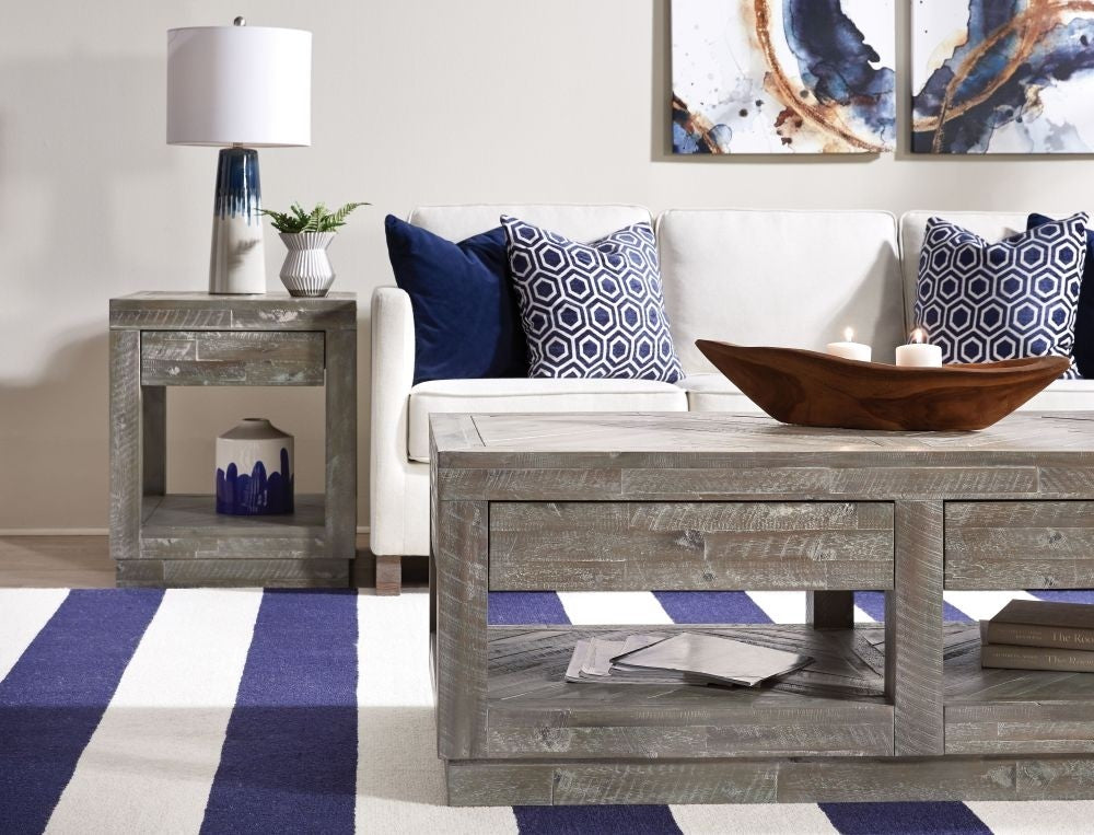 Herringbone Solid Wood One Drawer End Table - What A Room
