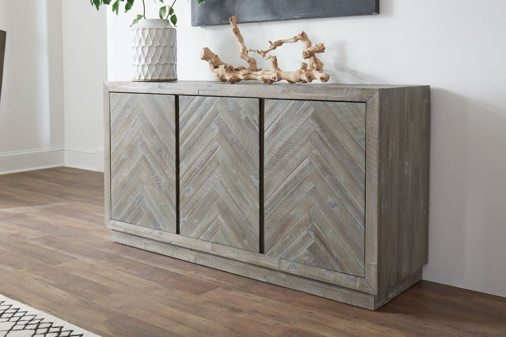 Herringbone Solid Wood Three Door Sideboard - What A Room