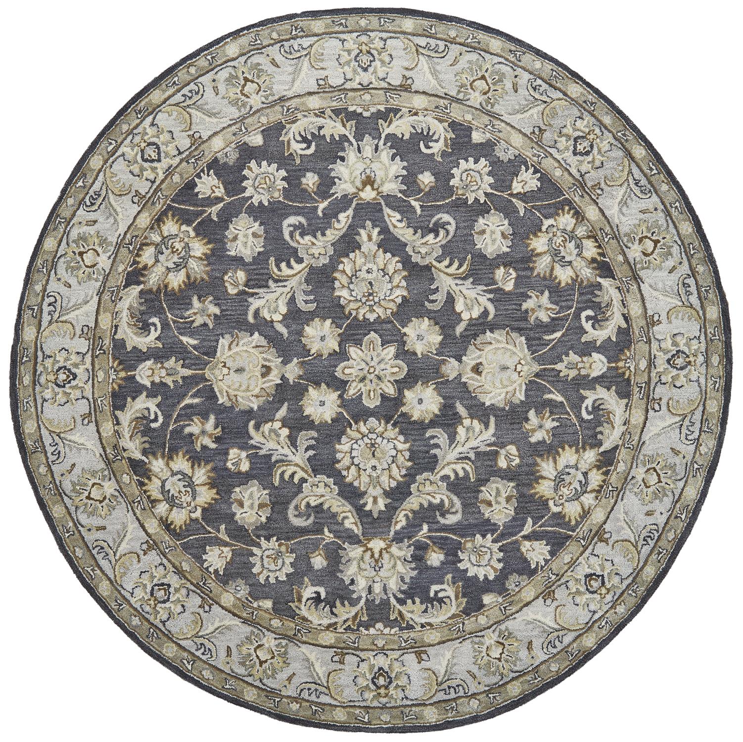 Sublime round rug with oranate designs and simple presentation - Santa Clara Home Furnishings Showroom