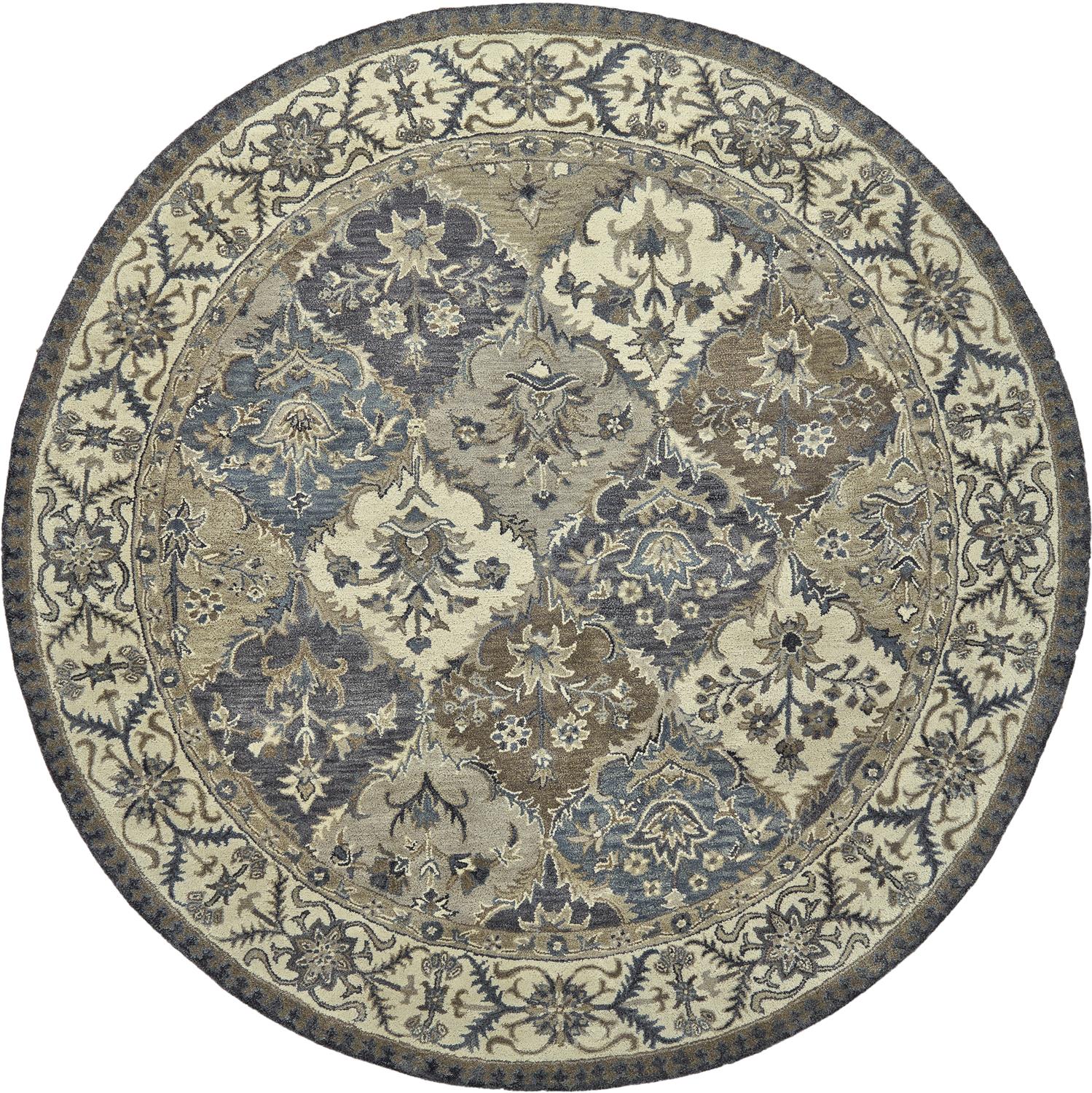 A regal touch to this round accent rug available at the premier home furnishings store in Santa Clara
