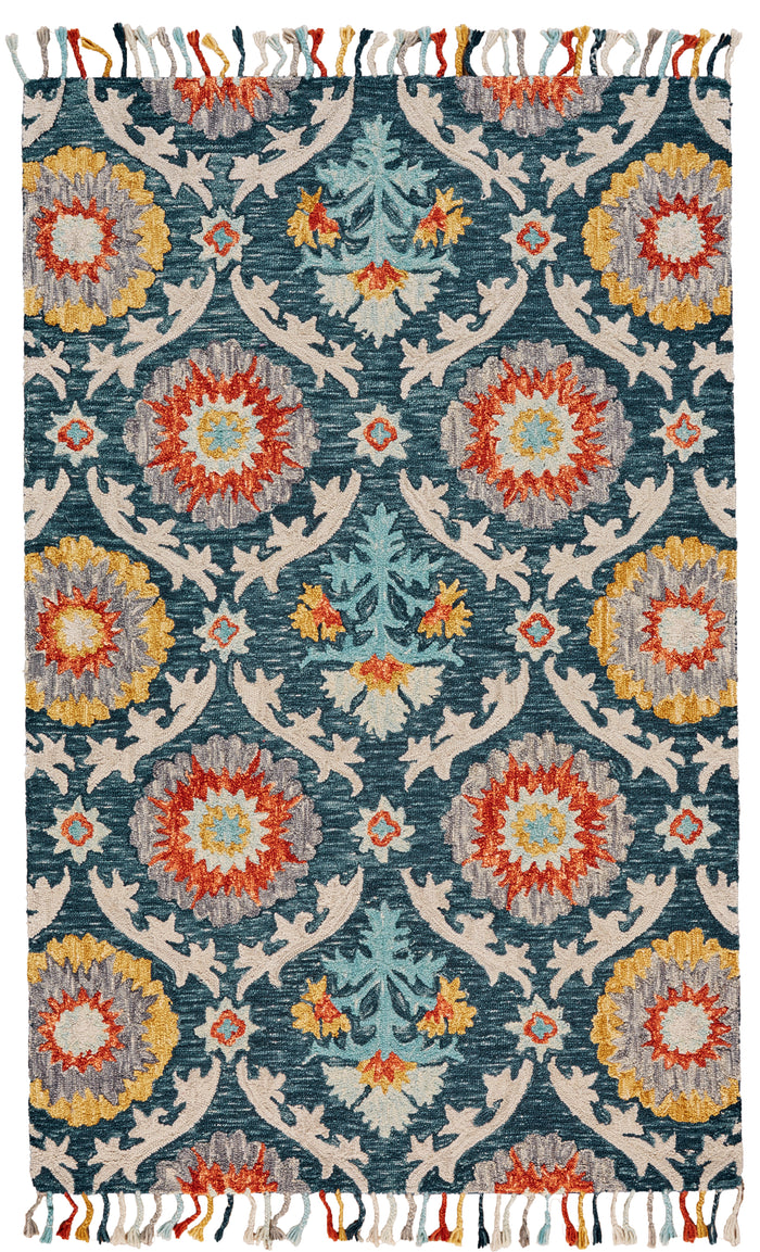 Colorful rectangular rug with Fringed edges - Avaialble in San Jose locally, or shipped nationally - What A Room