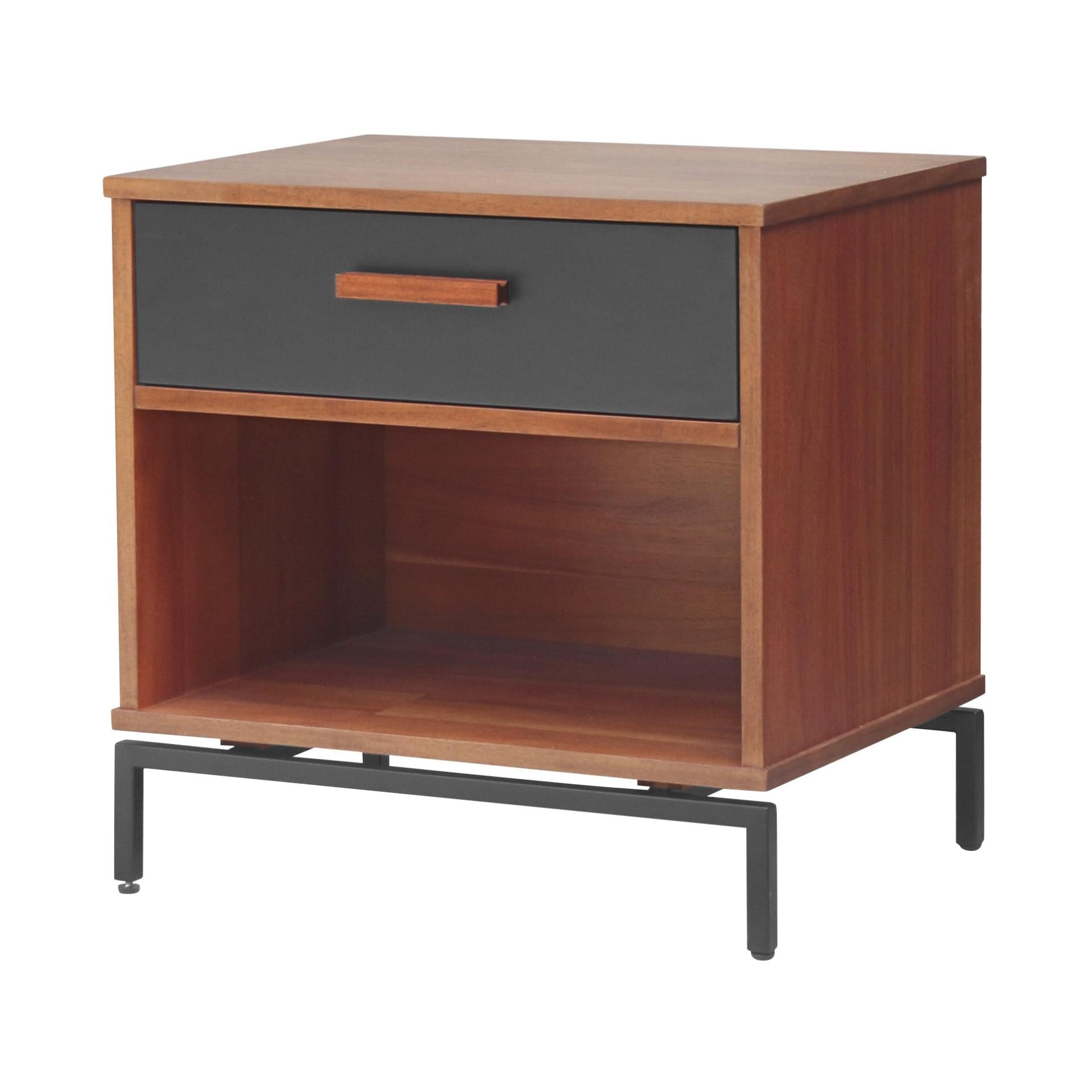 Bellevue KD Nightstand/ Side Table 1 Drawer Graphite Metal Legs - What A Room