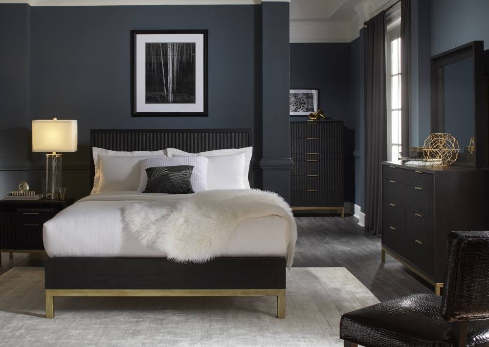 Kentfield Solid Wood Platform Bed in Black Drifted Oak - What A Room
