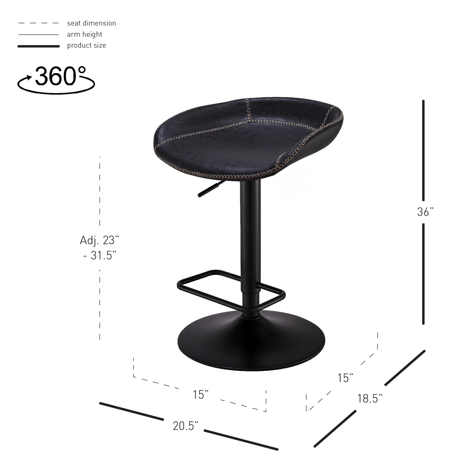 Rogue KD PU Gaslift Bar Stool - What A Room