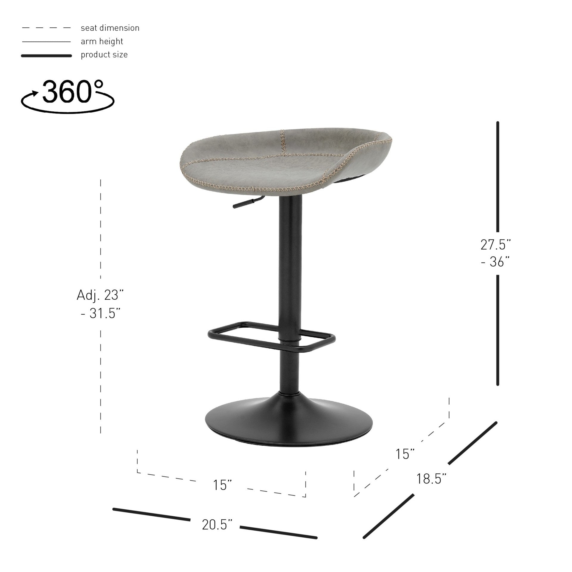 Rogue KD PU Gaslift Bar Stool - What A Room