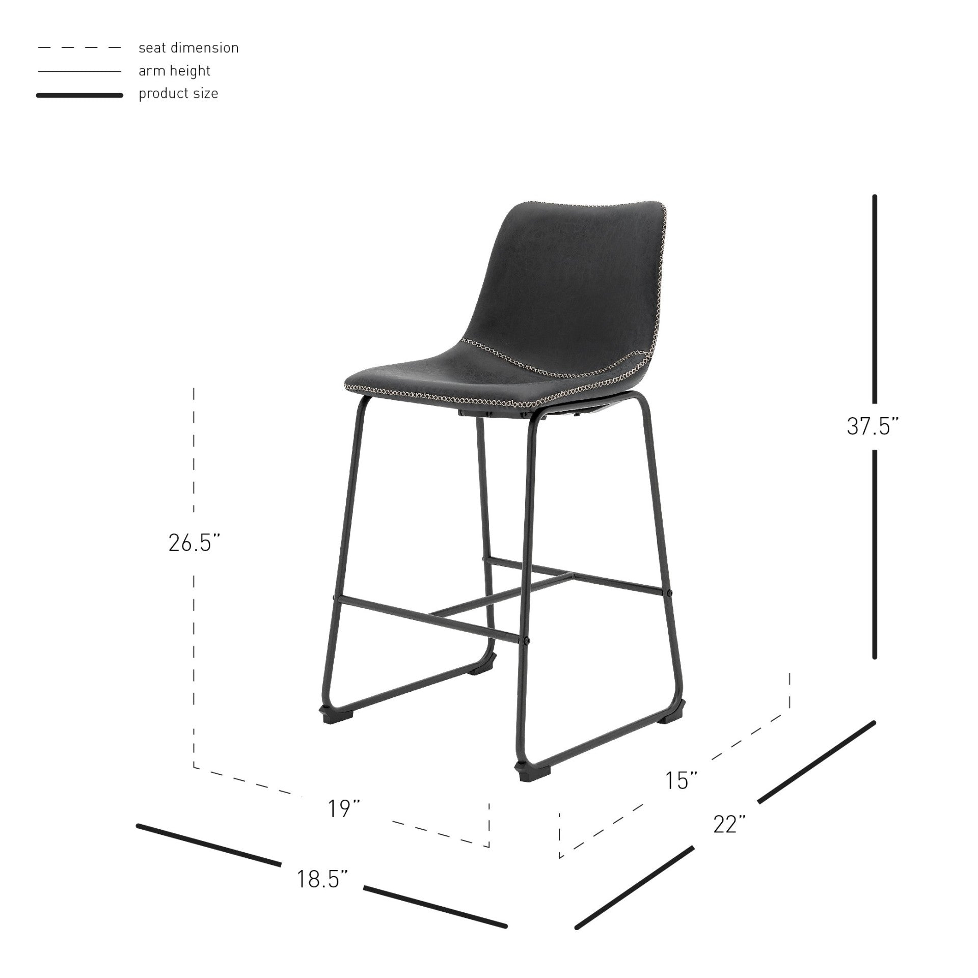 Vesta KD PU Counter Stool - What A Room