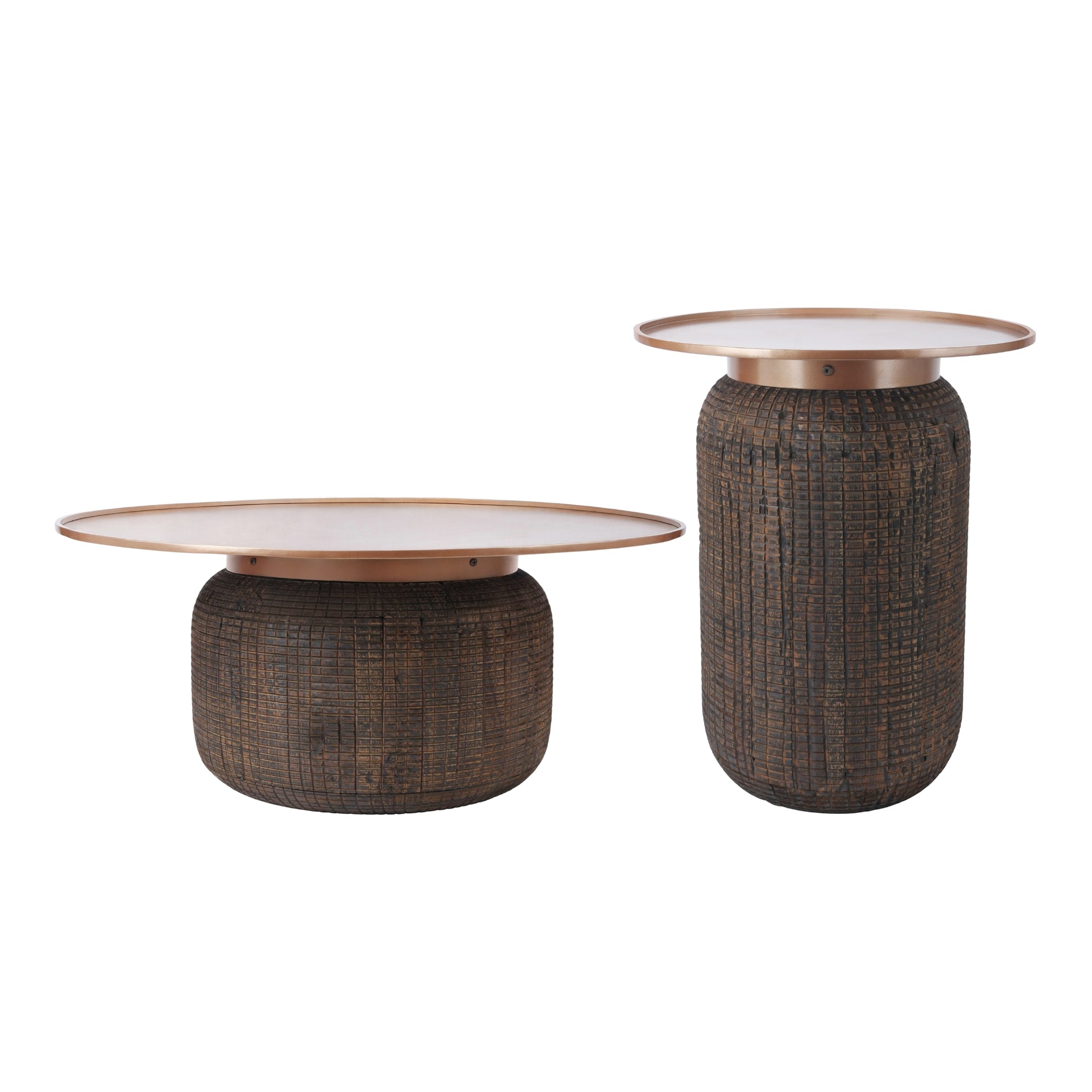 Atalia  Recycled Teak Root Side/ End Table w/ Steel Tray Top - What A Room