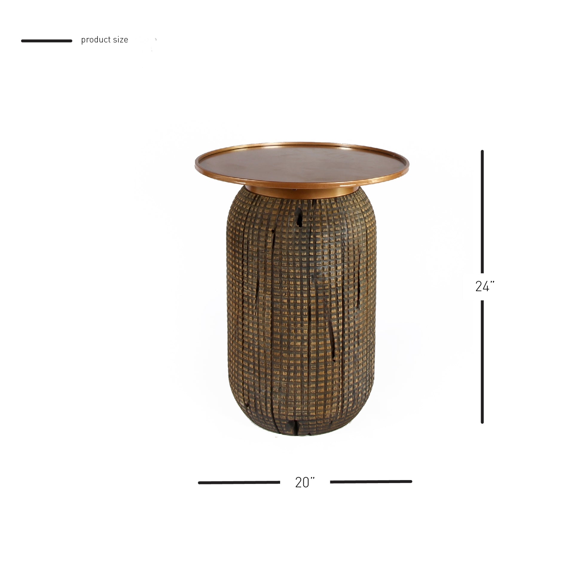 Atalia  Recycled Teak Root Side/ End Table w/ Steel Tray Top - What A Room
