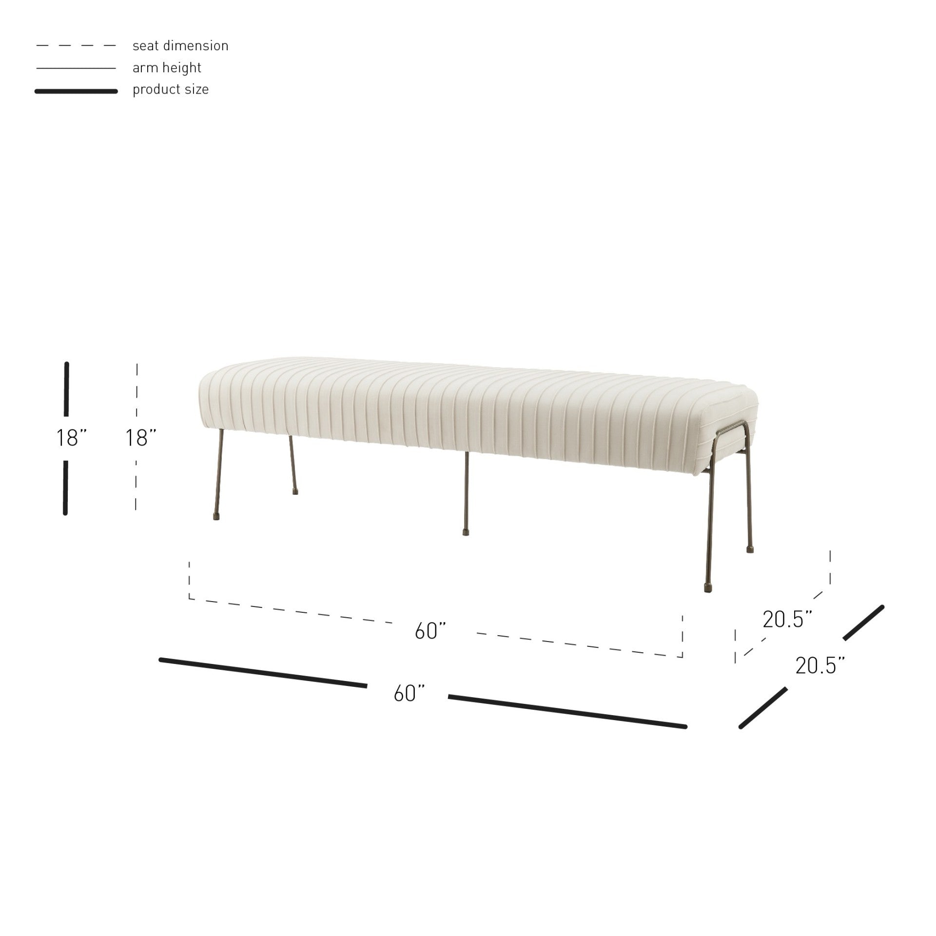 Merritt Velvet Fabric Pleated Bench - What A Room