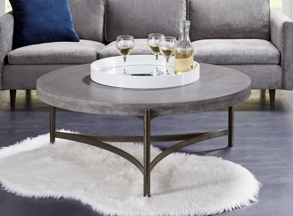 Lyon Round Concrete and Metal Coffee Table - What A Room
