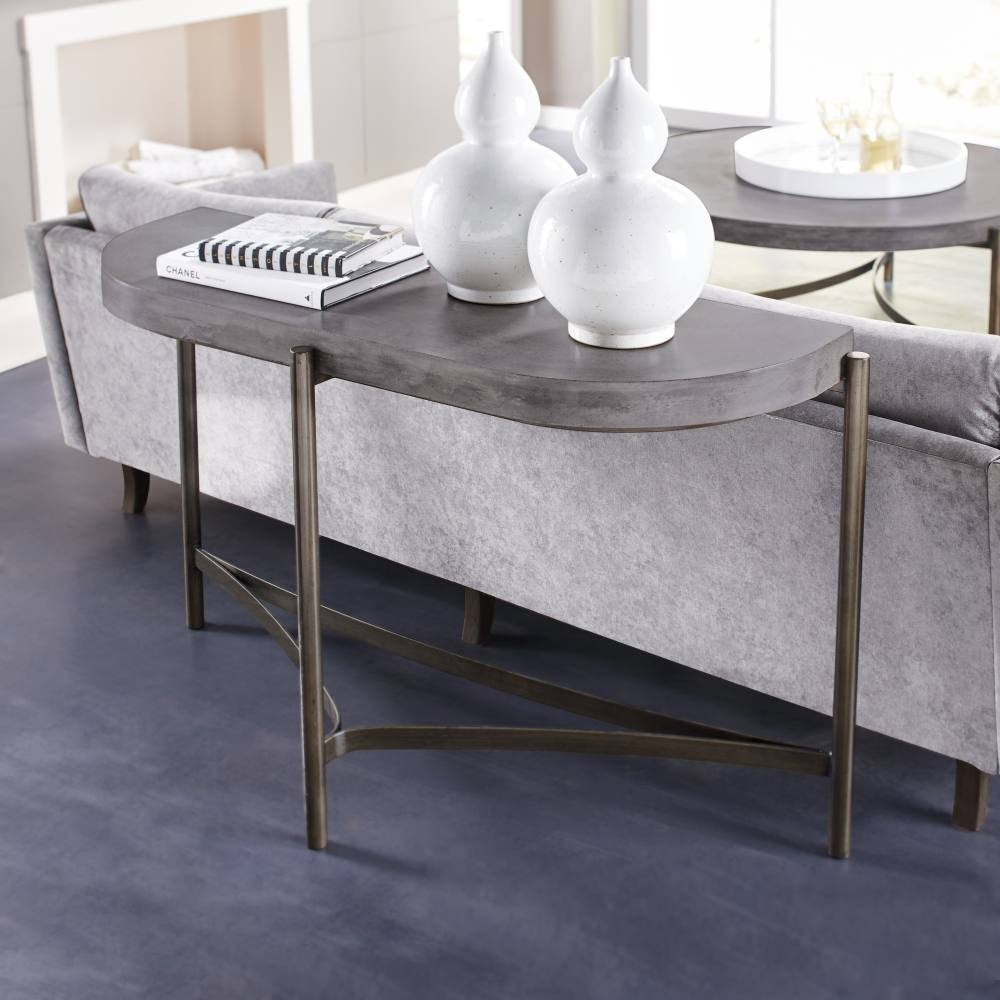 Lyon Semi-circular Concrete and Metal Console Table - What A Room