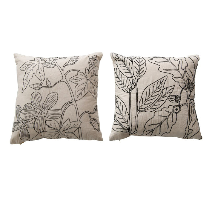Simple line art floral pillow 18" Square Cotton - San Jose showroom