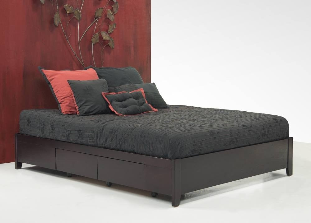 Simple Platform Storage Bed in Espresso - What A Room