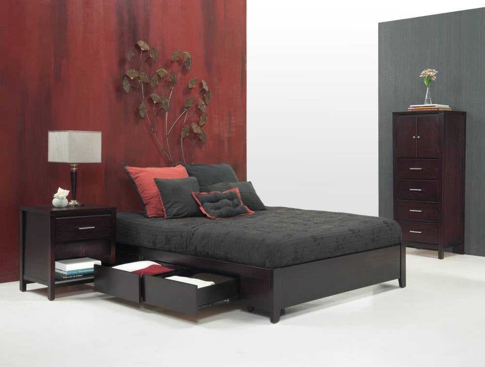 Simple Platform Storage Bed in Espresso - What A Room