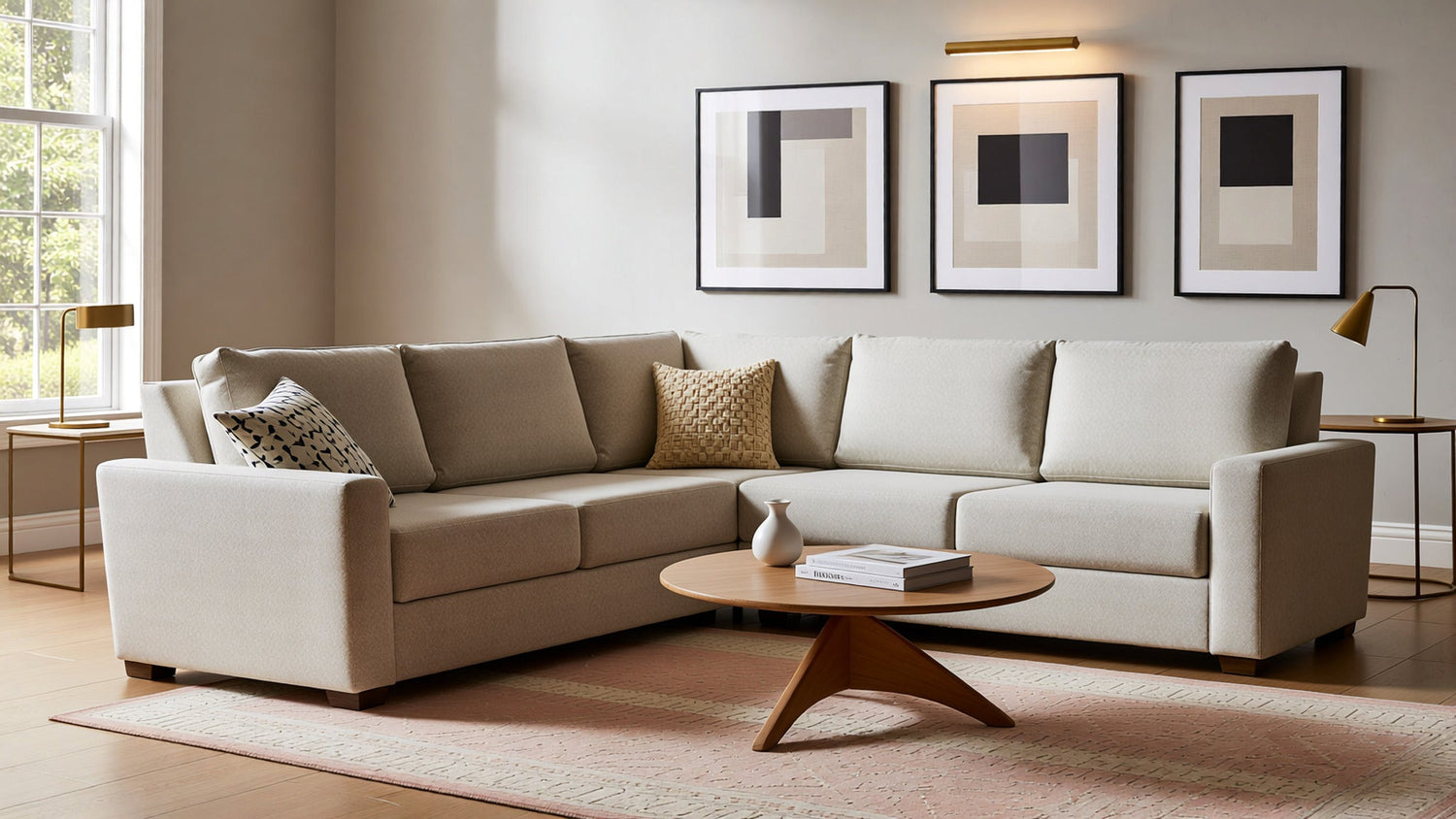 Cream corner sectional in modern living room