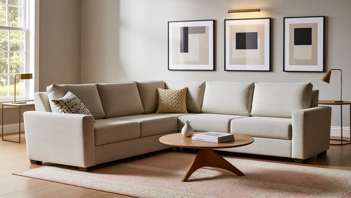 Cream corner sectional in modern living room