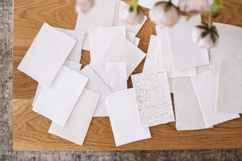 White performance fabric swatches