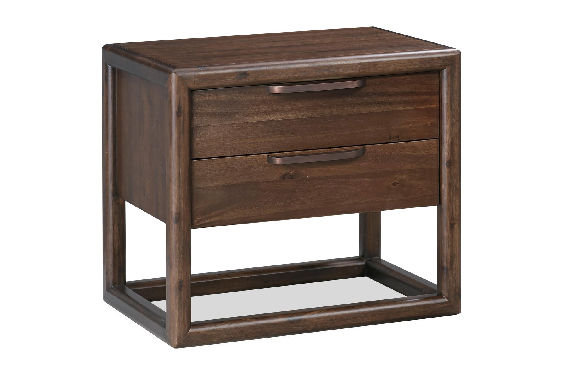 Sol Two Drawer USB-Charging Nightstand in Brown Spice - What A Room
