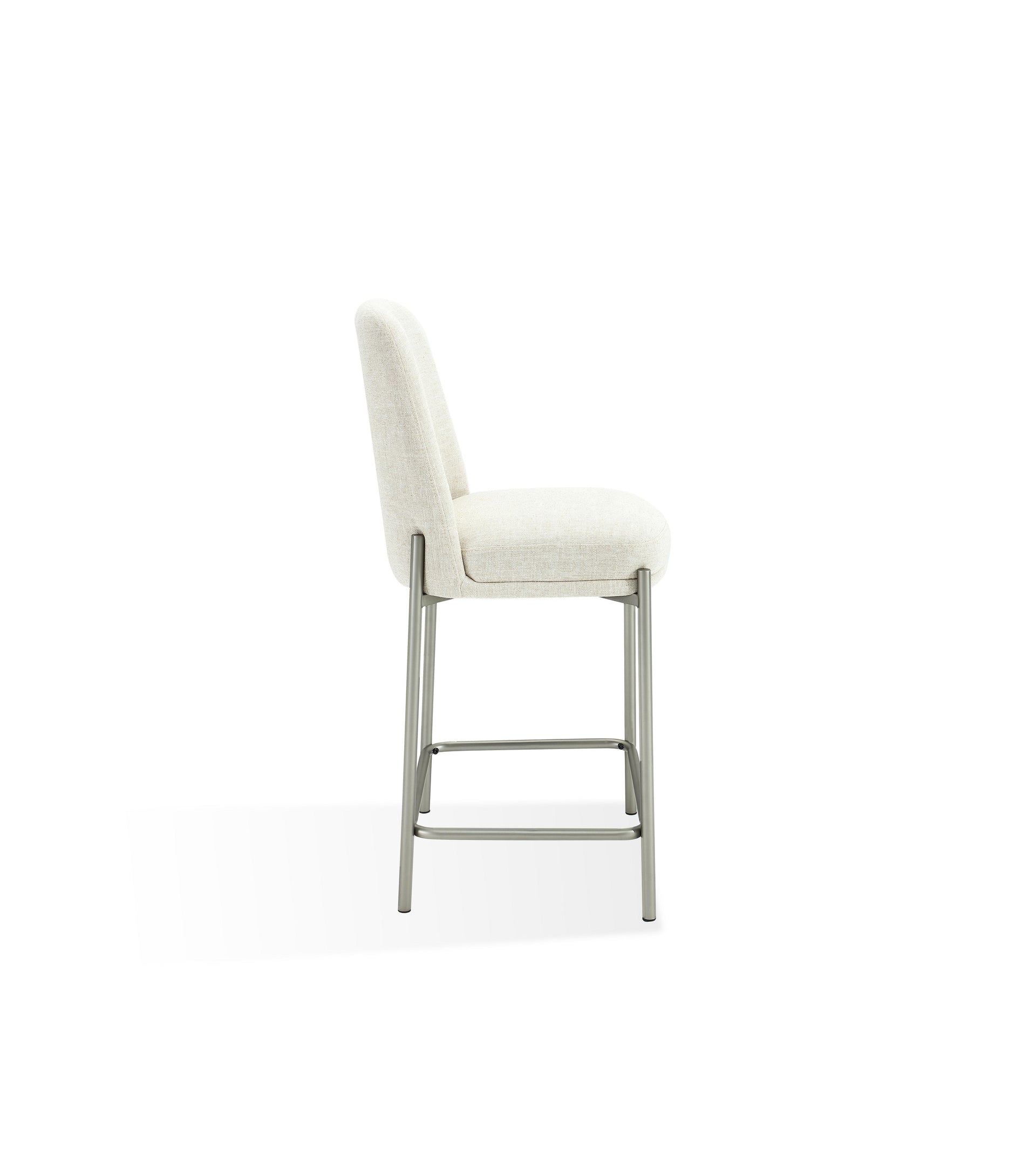Dion Upholstered Counter Stool in Natural Light Linen and Brushed Nickel Metal - What A Room