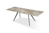 Lucia Double Extension Stone Top Metal Leg Dining Table in Rich Brown and Black - What A Room