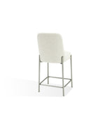 Dion Upholstered Counter Stool in Natural Light Linen and Brushed Nickel Metal - What A Room