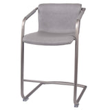 Indy Faux Leather Counter Stool w/ Arms Silver Frame (Set of 2) - What A Room