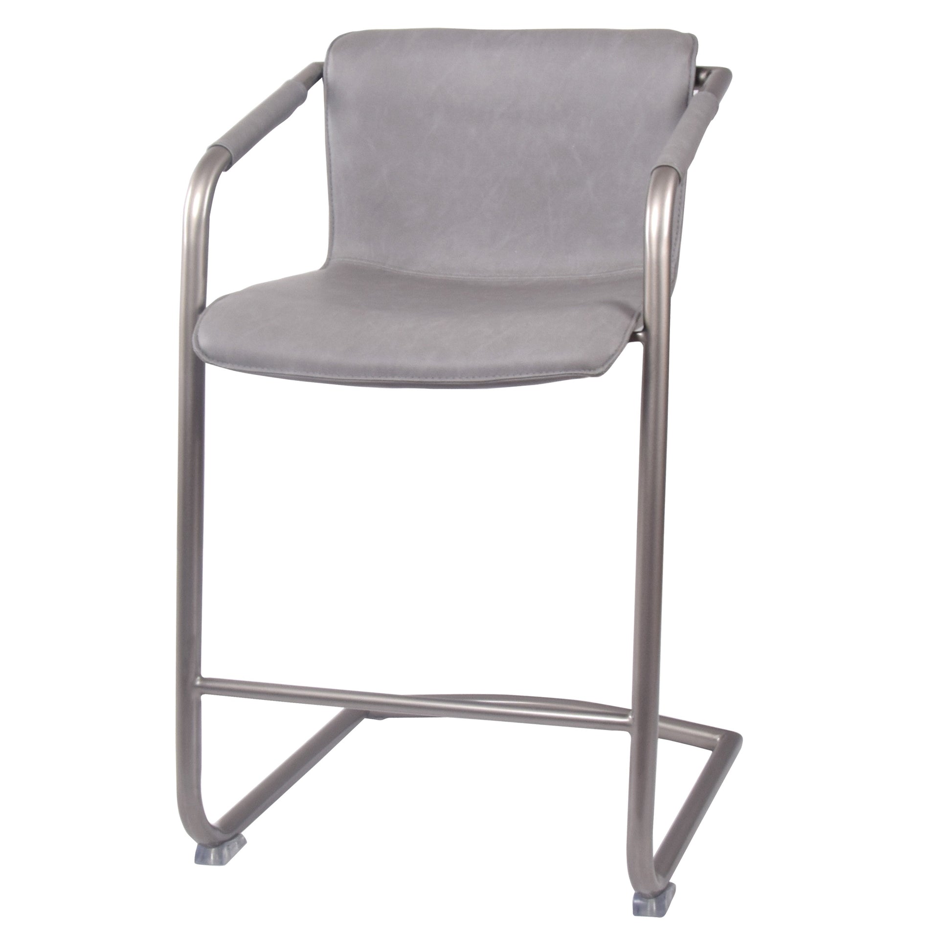 Indy Faux Leather Counter Stool w/ Arms Silver Frame (Set of 2) - What A Room