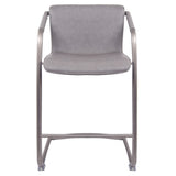 Indy Faux Leather Counter Stool w/ Arms Silver Frame (Set of 2) - What A Room