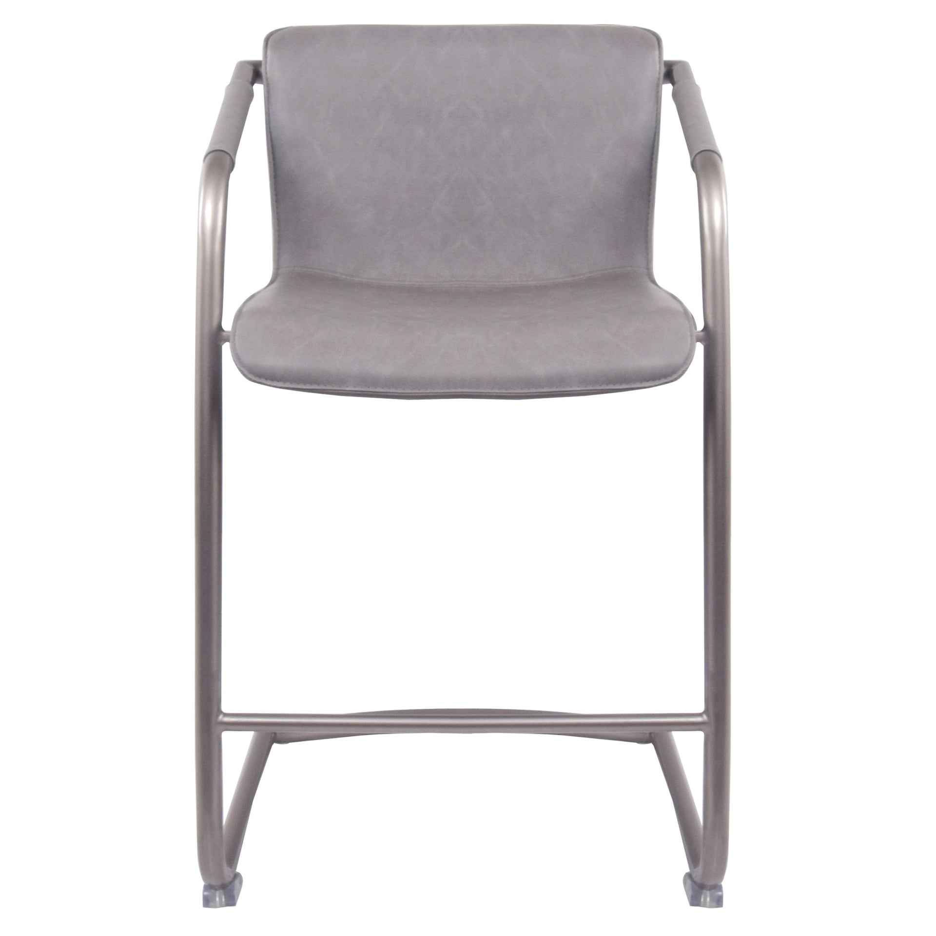 Indy Faux Leather Counter Stool w/ Arms Silver Frame (Set of 2) - What A Room
