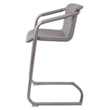 Indy Faux Leather Counter Stool w/ Arms Silver Frame (Set of 2) - What A Room