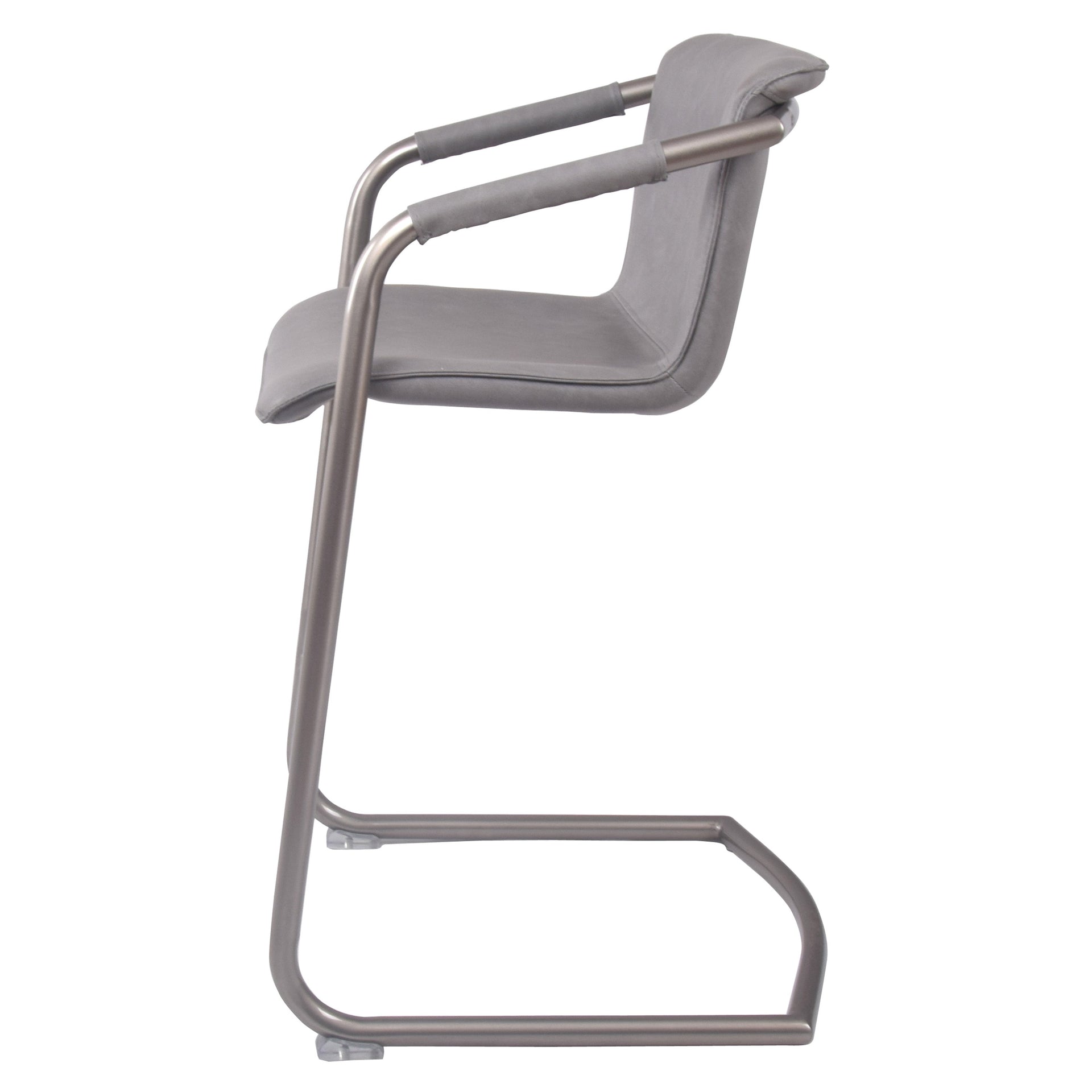 Indy Faux Leather Counter Stool w/ Arms Silver Frame (Set of 2) - What A Room