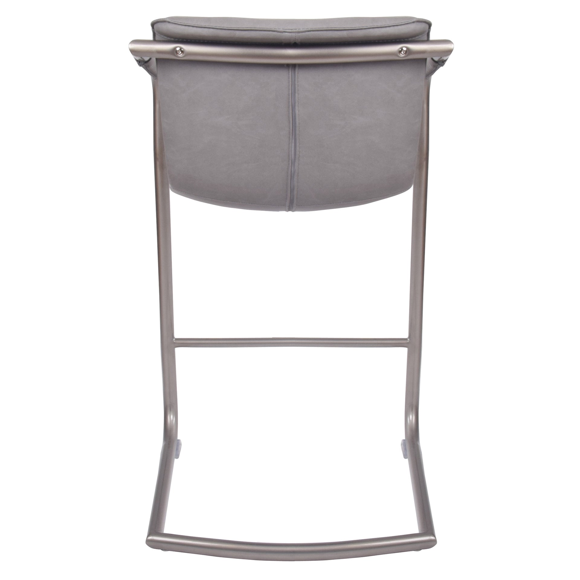 Indy Faux Leather Counter Stool w/ Arms Silver Frame (Set of 2) - What A Room