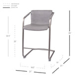 Indy Faux Leather Counter Stool w/ Arms Silver Frame (Set of 2) - What A Room