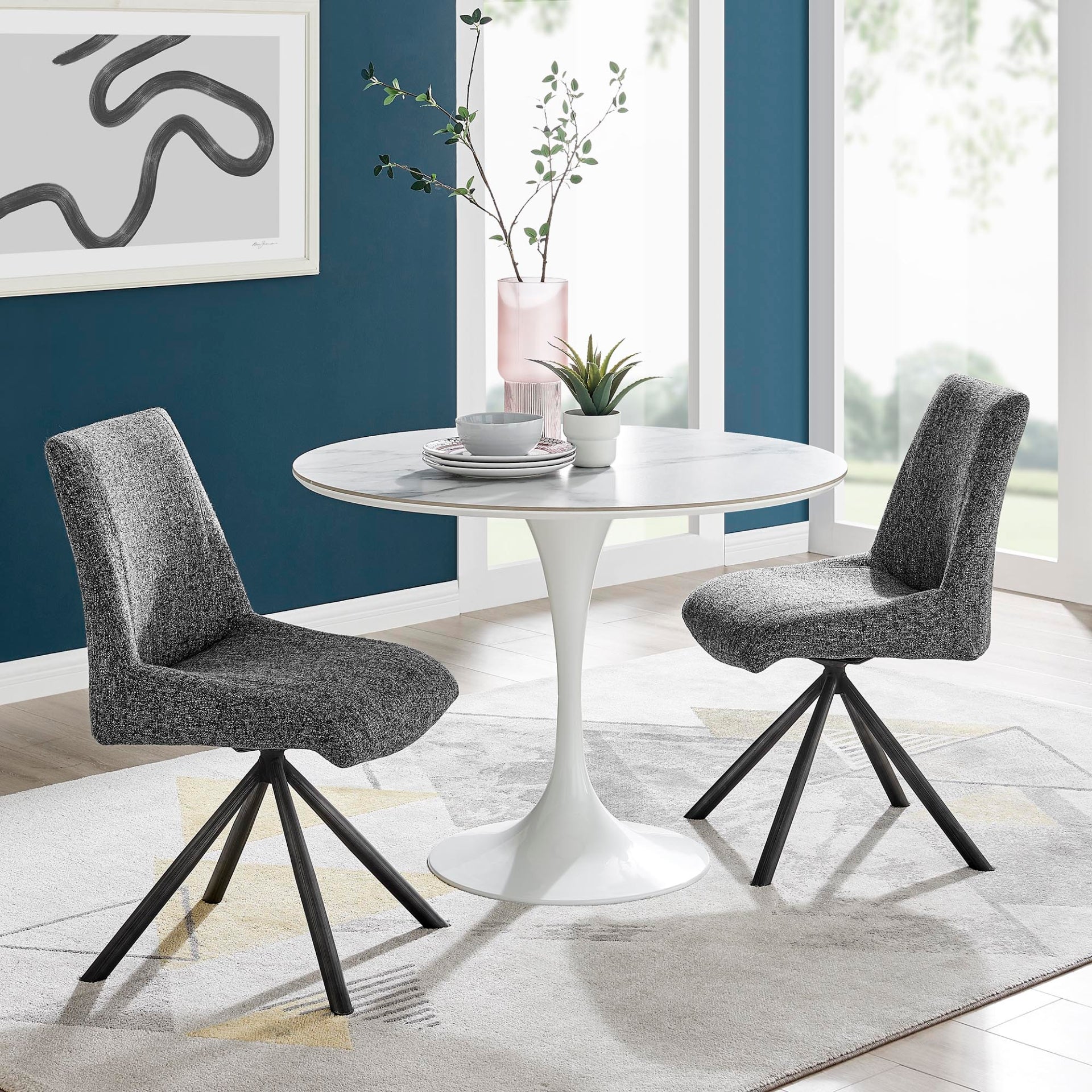 Viona  Chenille Swivel Dining Side Chair (Set of 2) - What A Room